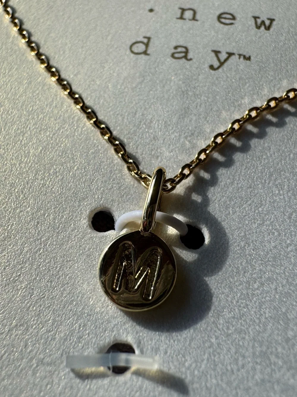 A New Day 14k Gold Plated Letter M Charm 16” Necklace - Picture 2 of 4